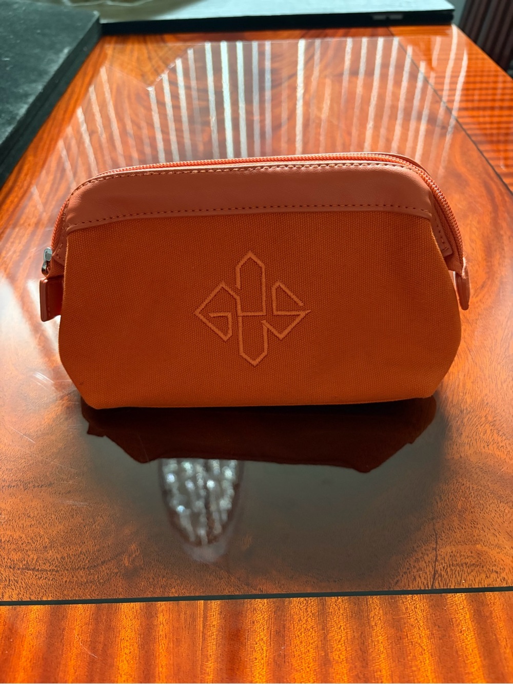 Orange Unisex Toiletry Pouch - Sleek Everyday Organizer